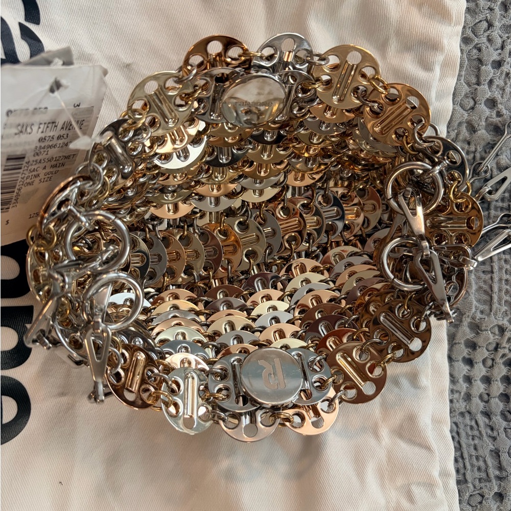 Rabanne Sac a Main Nano Metallic chain link Shoulder Bag in Mixed Gold & Silver - Picture 6 of 8
